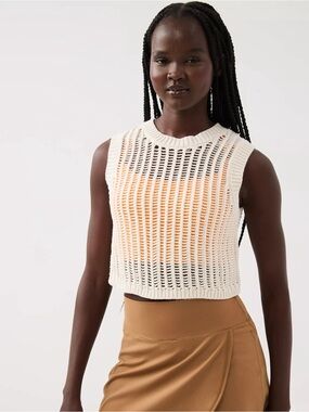 Offline by Aerie Crochet Sweater Tank in Cream SZ LG